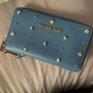 Blue and gold MK wallet